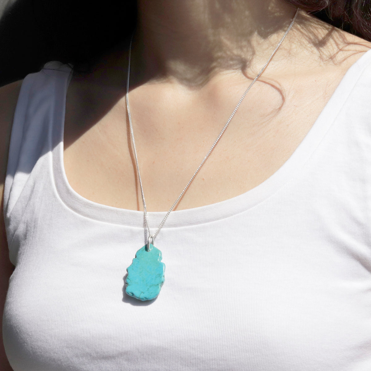 Large Turquoise Slice Pendant Necklace