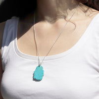 Large Turquoise Slice Pendant Necklace