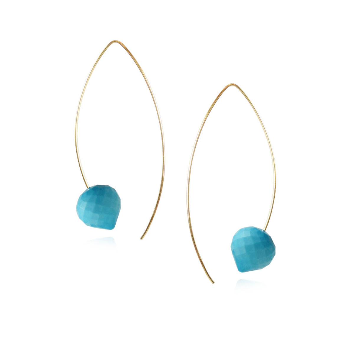 Minaret Gem Long Fish Hook Earrings