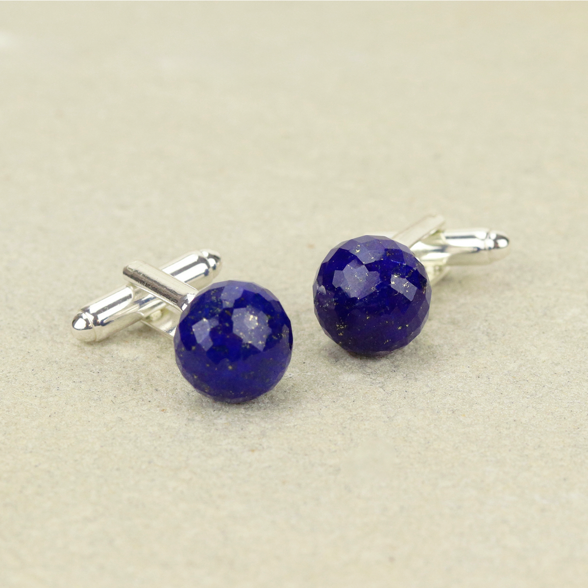 Round Lapis Lazuli Marquise Cufflinks
