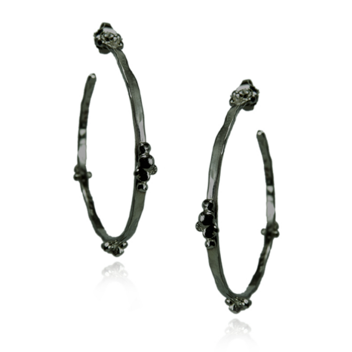 Cluster Silver Balls Hoops