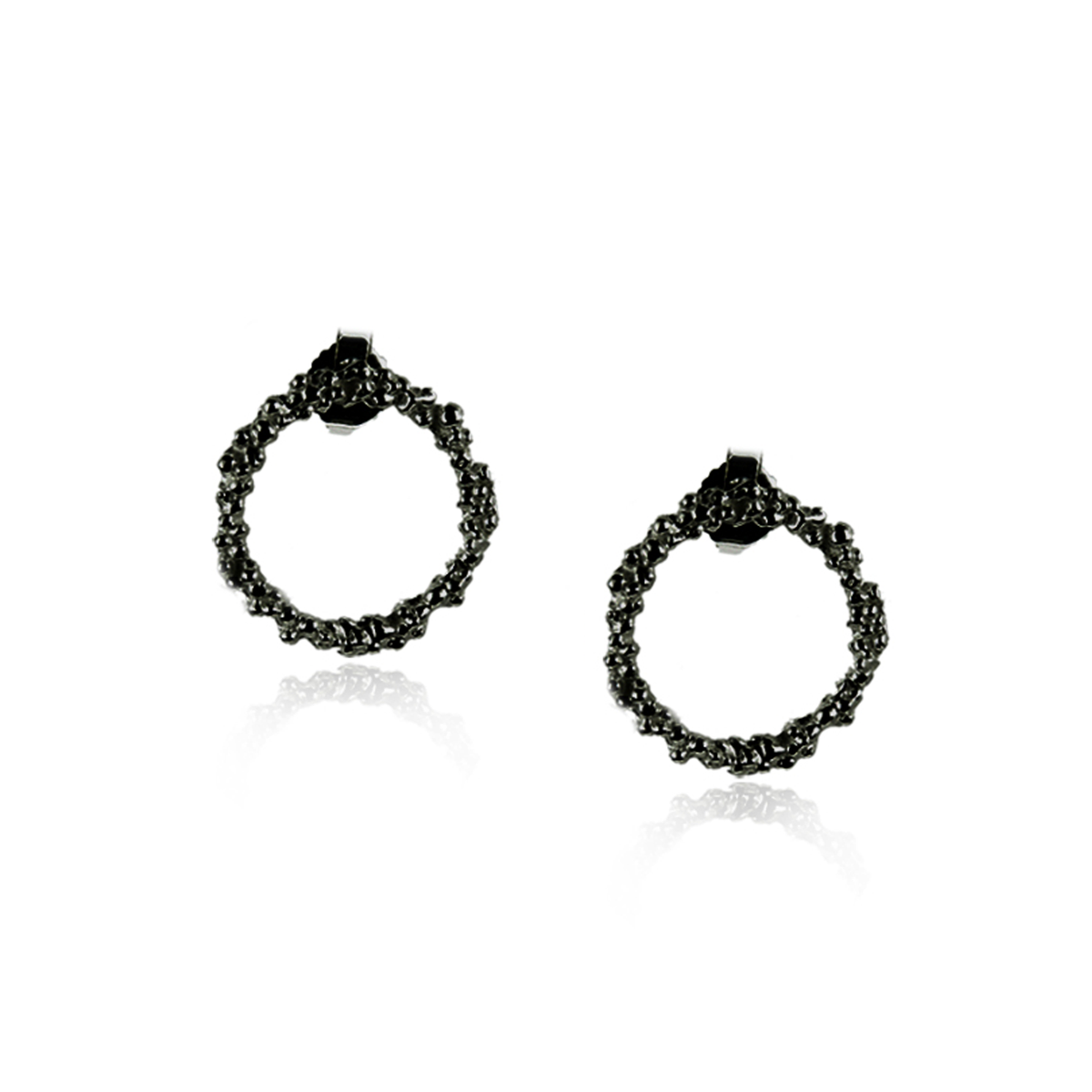 Pepper Textured Circle Studs Earrings