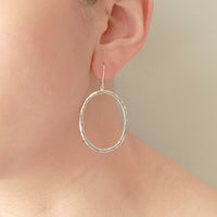 Large Hammered Oval Drop Earrings