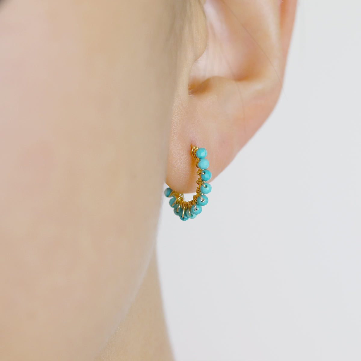 Hinged Faceted Beads Hoops