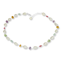 Stunning multicoloured gemstone and pearl necklace, perfect for adding elegance to any outfit.