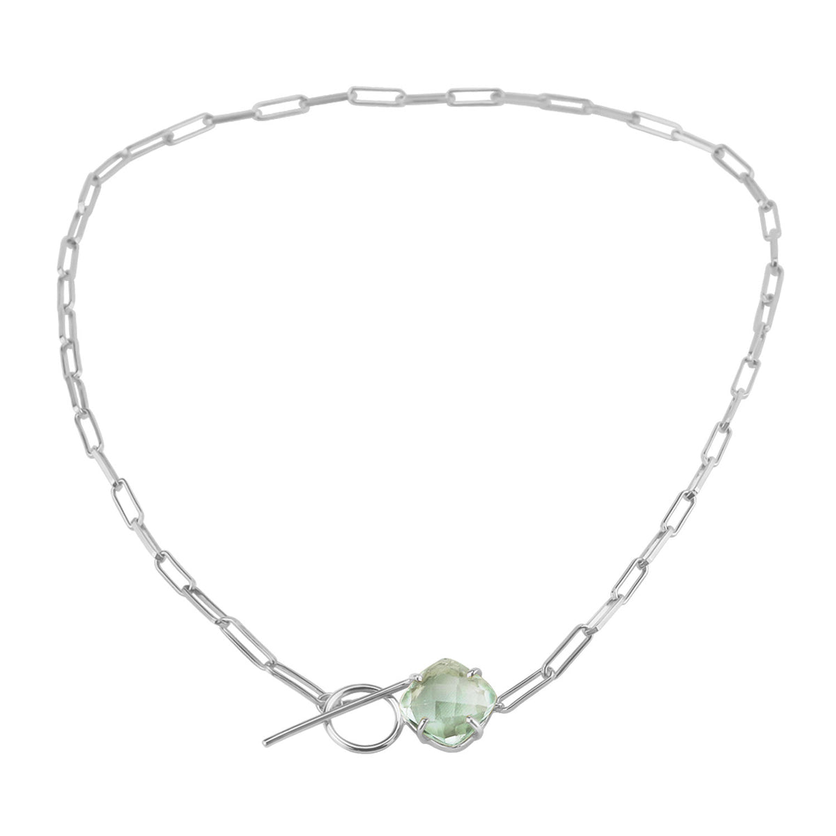 Cushion Cut Gemstone & Toggle Necklace