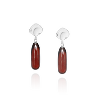Ripple Textured Long Teardrop Gemstone Earrings