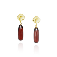 Ripple Textured Long Teardrop Gemstone Earrings