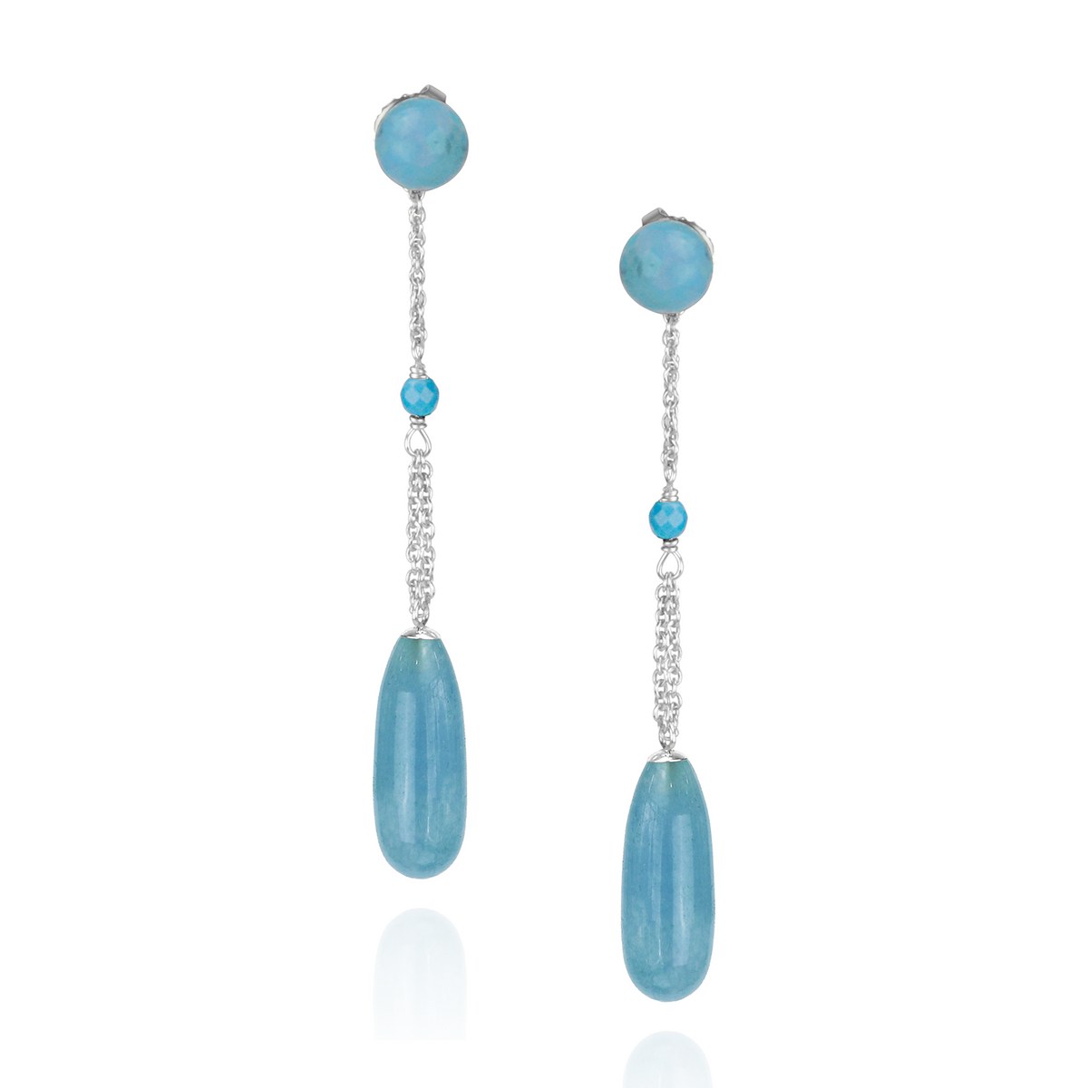 Long Teardrop Gemstone Statement Earrings