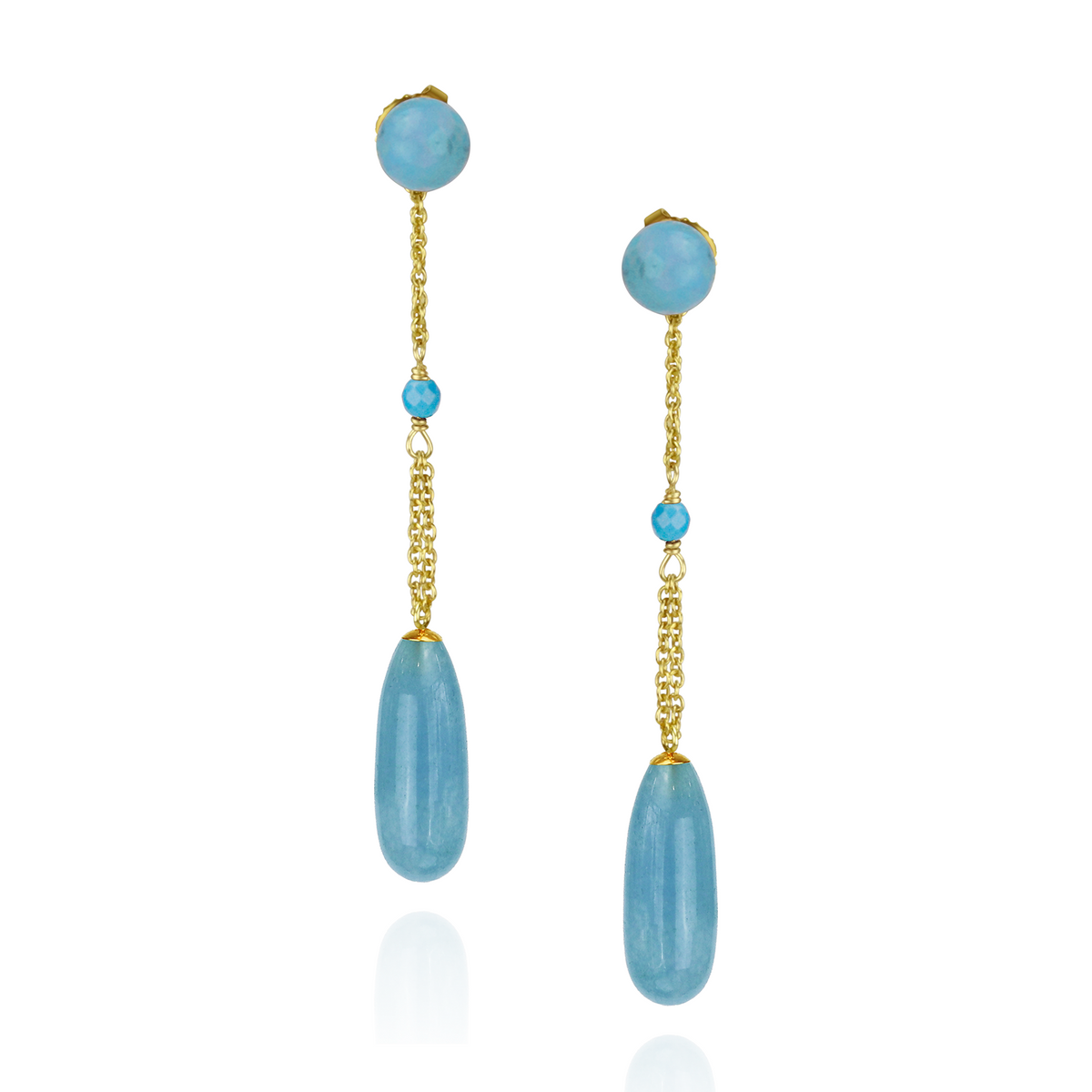 Long Teardrop Gemstone Statement Earrings