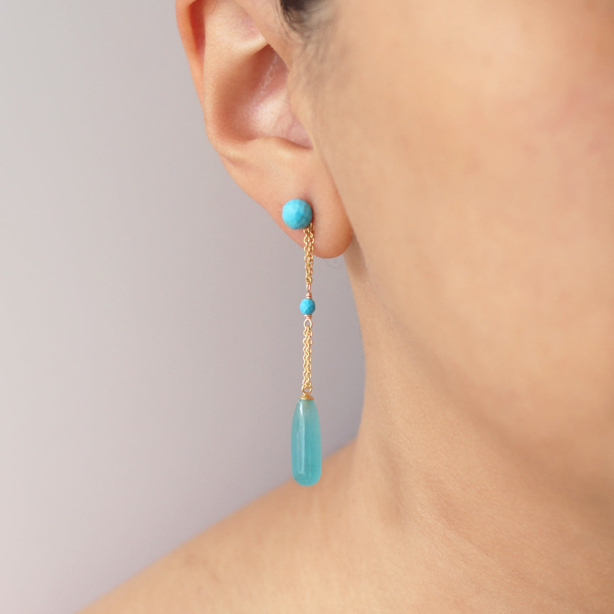Long Teardrop Gemstone Statement Earrings