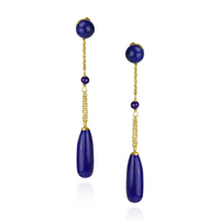 Long Teardrop Gemstone Statement Earrings