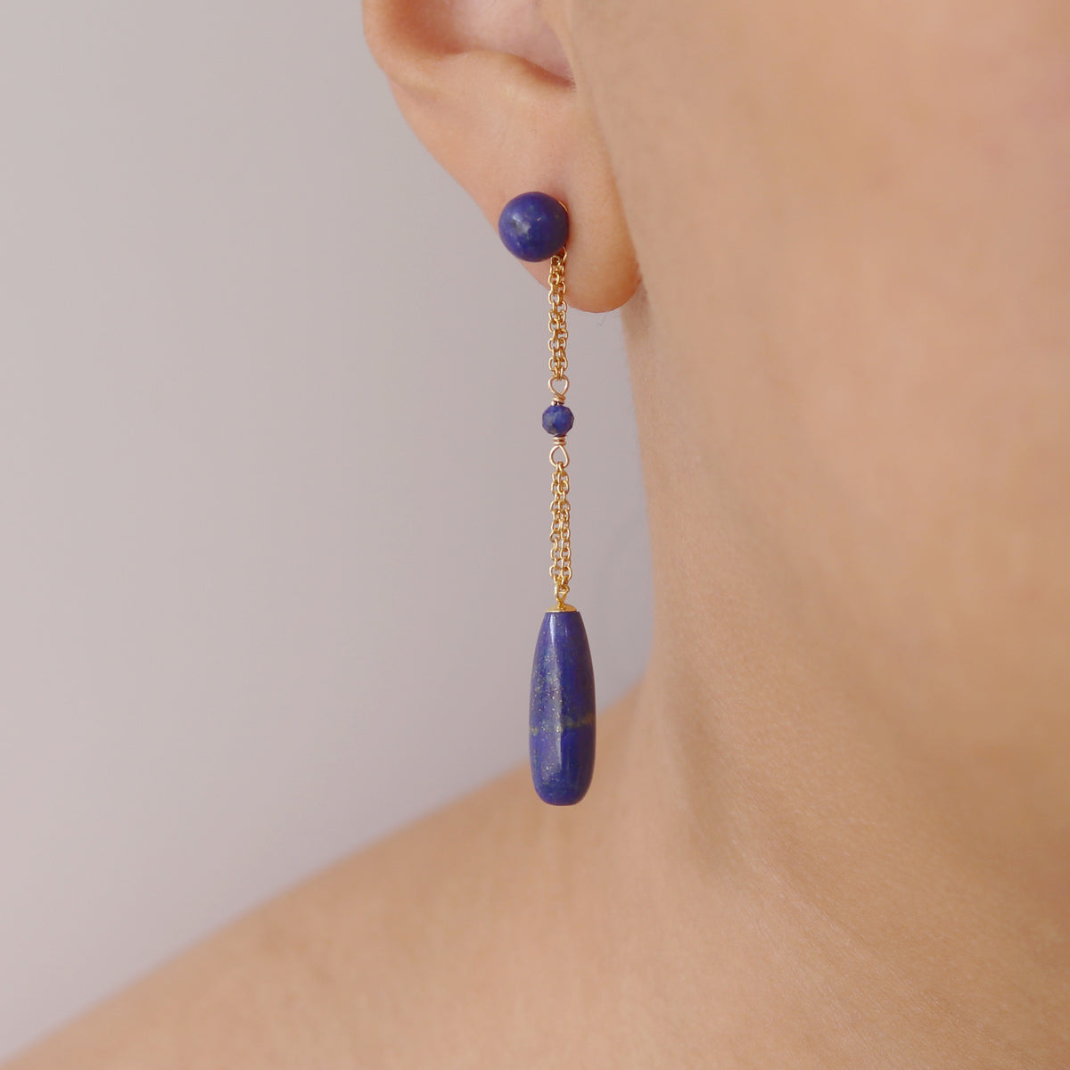 Long Teardrop Gemstone Statement Earrings