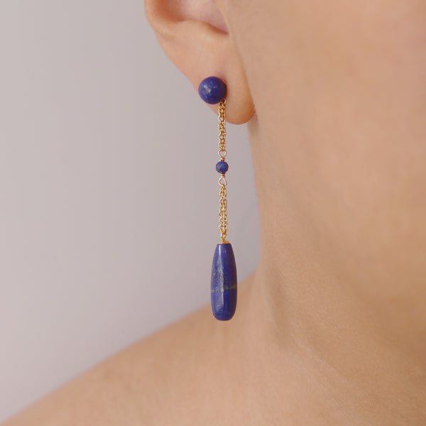 Long Teardrop Gemstone Statement Earrings
