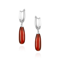 Hinged Back Long Teardrop Gemstone Hoops