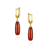 Hinged Back Long Teardrop Gemstone Hoops