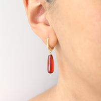 Hinged Back Long Teardrop Gemstone Hoops