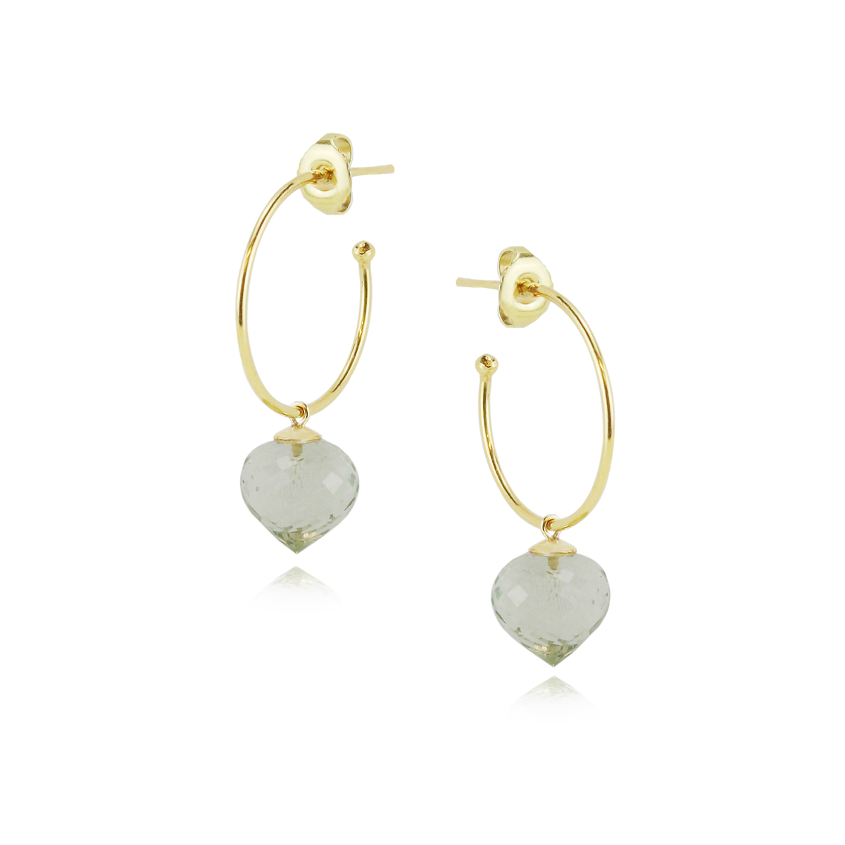 Green Amethyst Drop Hoops