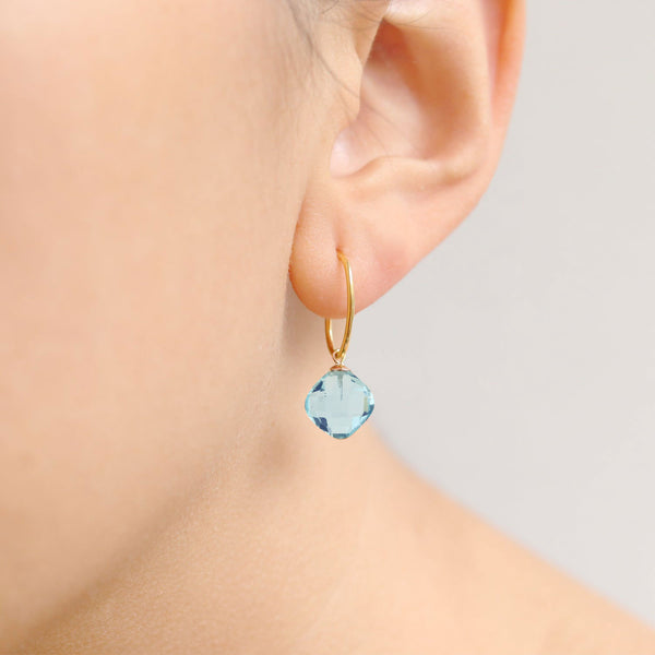 Blue Topaz Oval Hoops