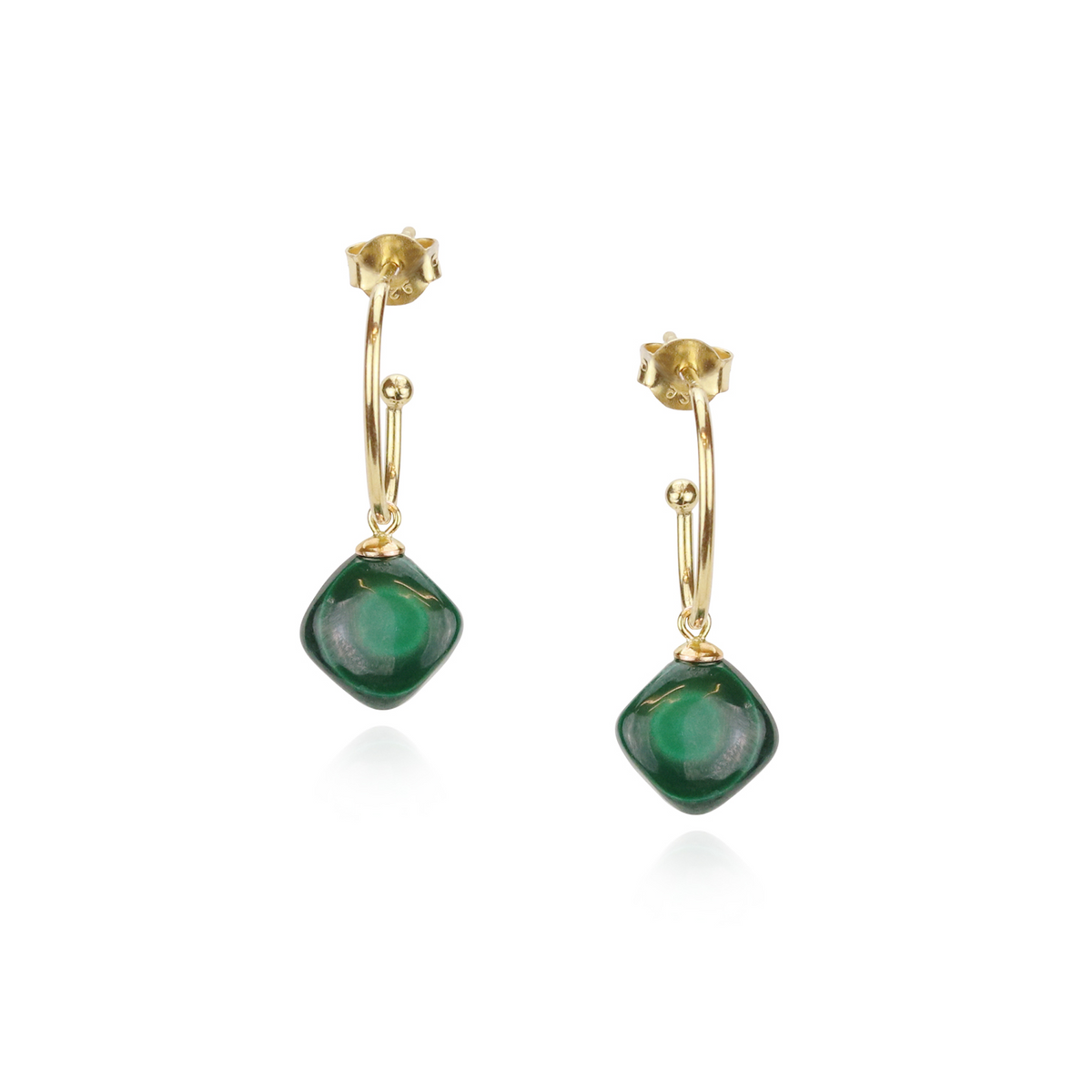 Square Malachite Oval Hoops