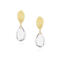 Smooth Pear Gemstones & Gold Hammered Top