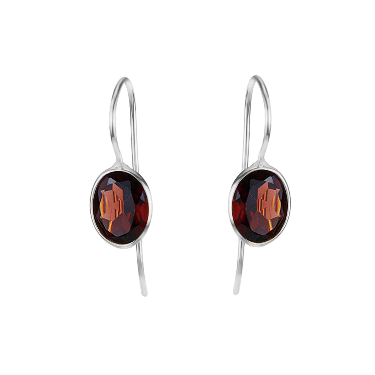 Faceted Gemstone Ear Wire Drop Earrings