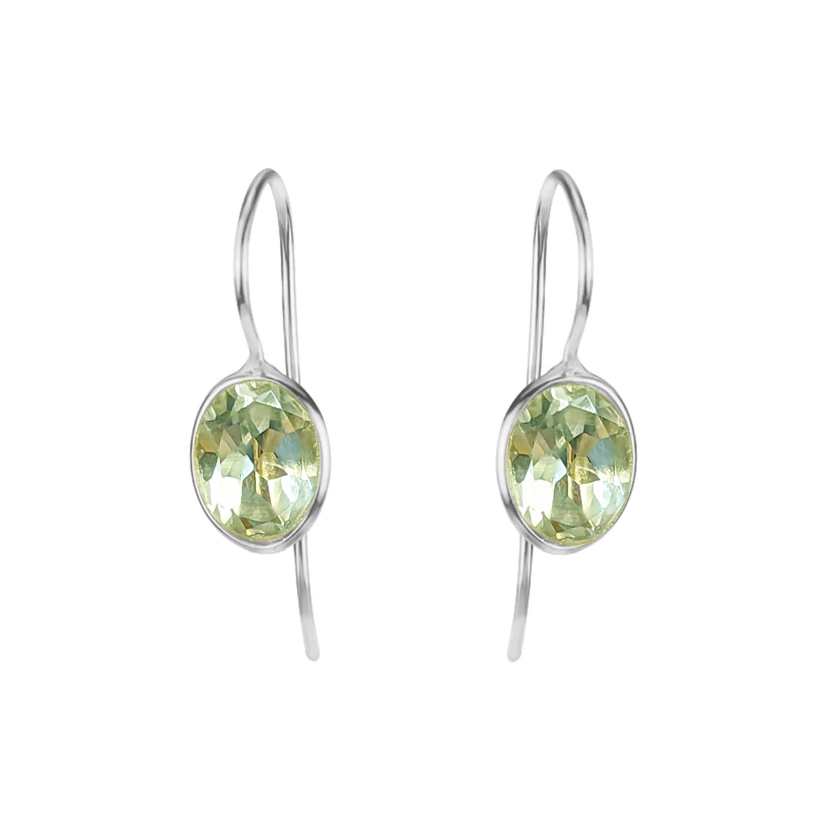 Faceted Gemstone Ear Wire Drop Earrings