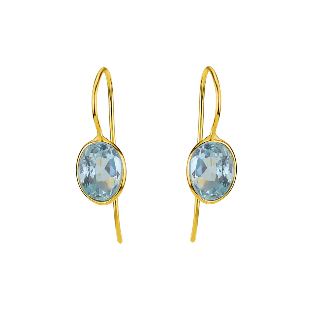 Faceted Gemstone Ear Wire Drop Earrings
