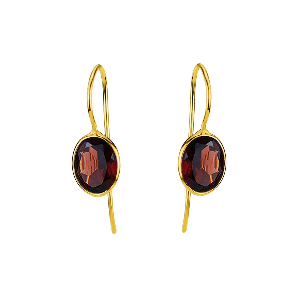 Faceted Gemstone Ear Wire Drop Earrings