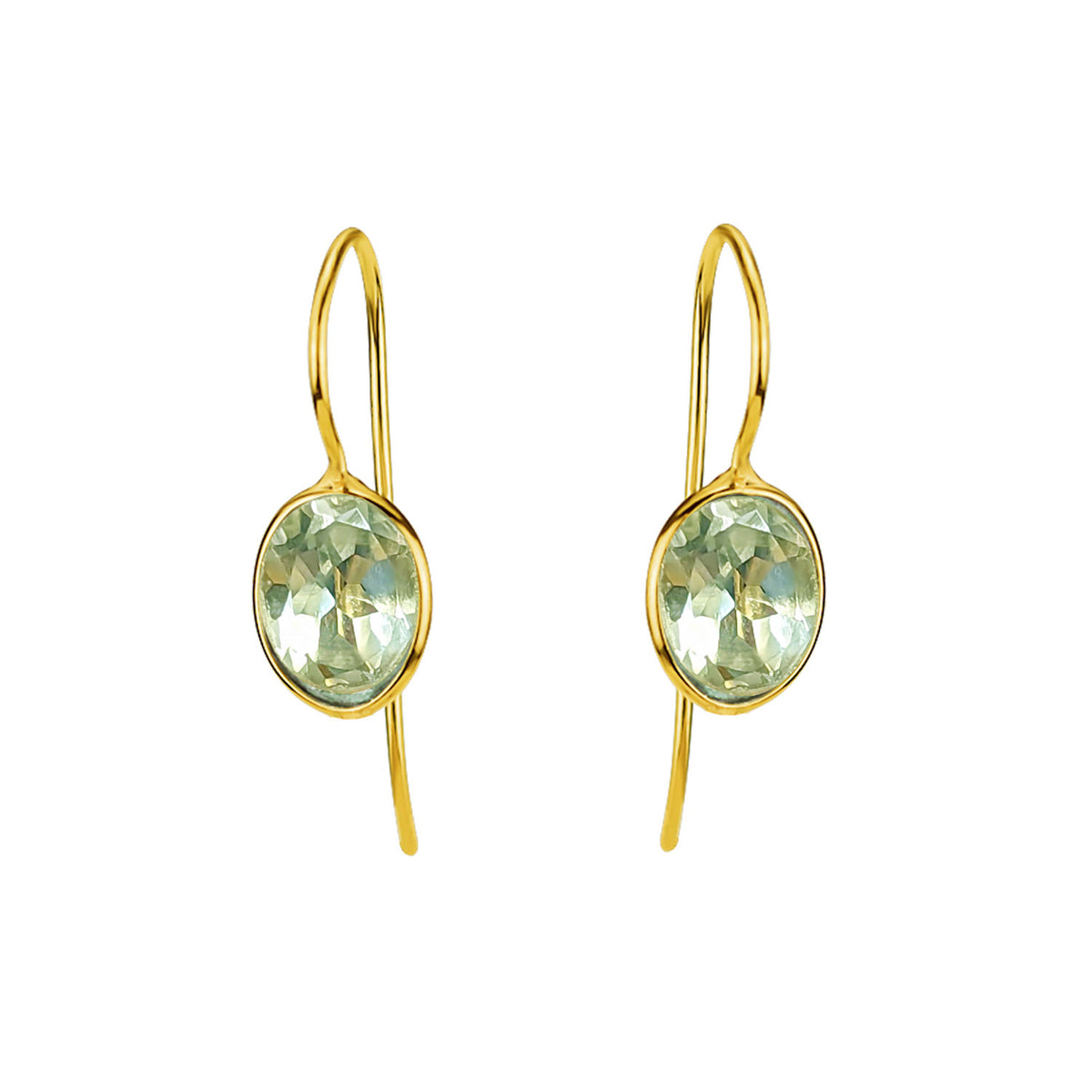 Faceted Gemstone Ear Wire Drop Earrings
