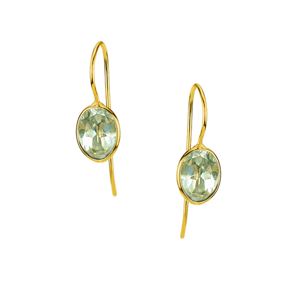 Faceted Gemstone Ear Wire Drop Earrings