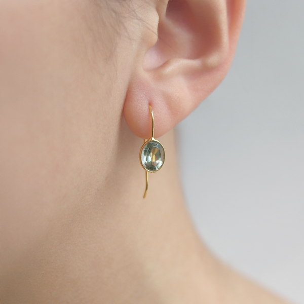 Faceted Gemstone Ear Wire Drop Earrings