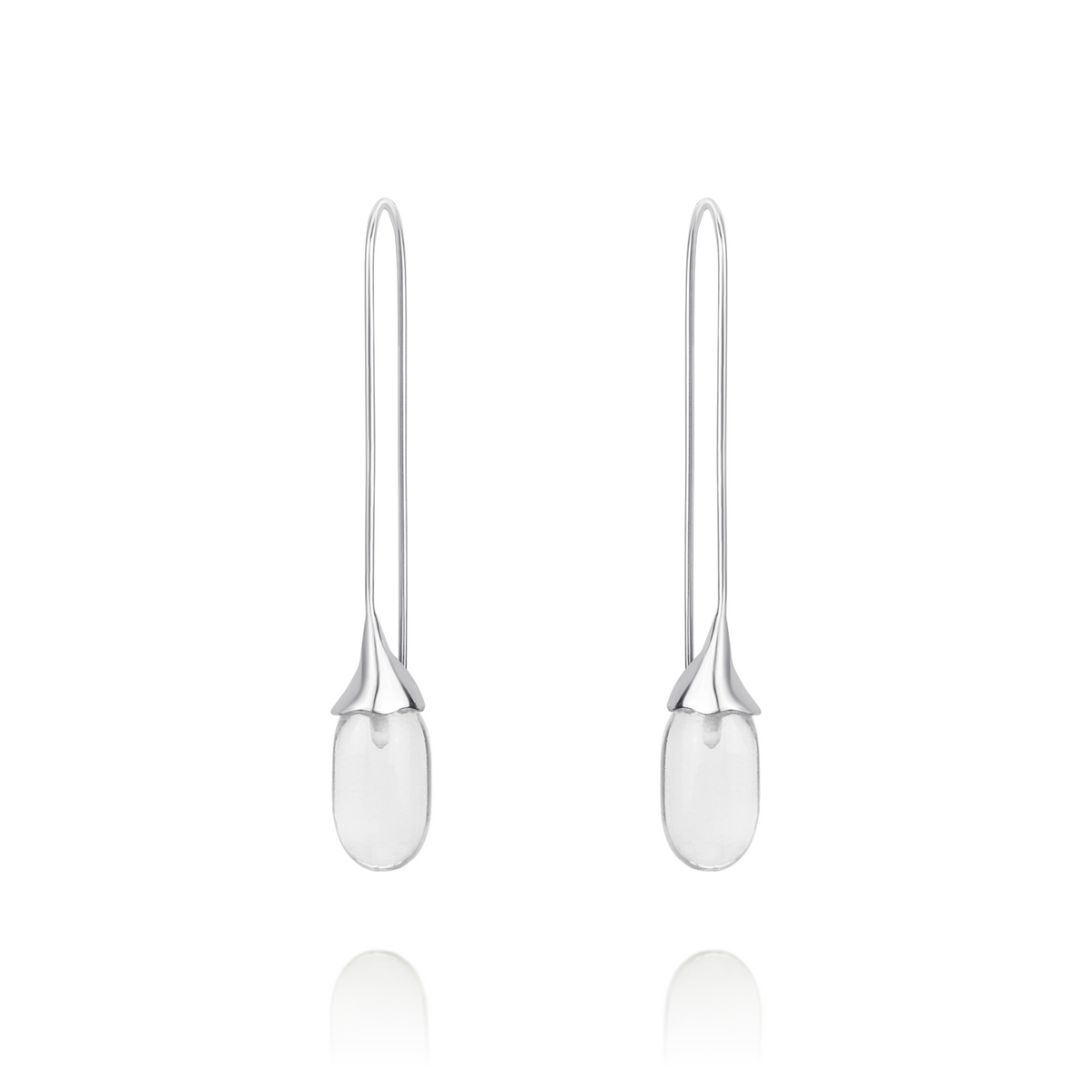Long Fish Hook Smooth Capsule Earrings
