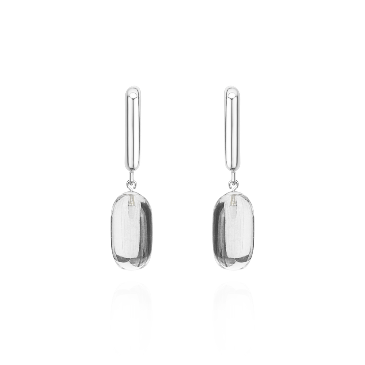 Rectangular Hoops & Smooth Capsule Earrings