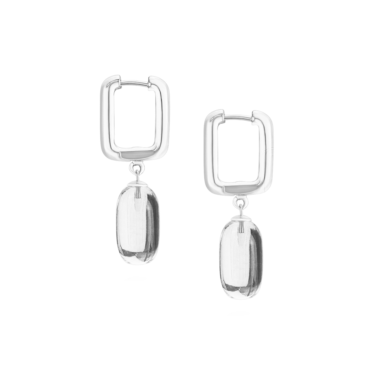 Rectangular Hoops & Smooth Capsule Earrings