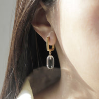 Rectangular Hoops & Smooth Capsule Earrings