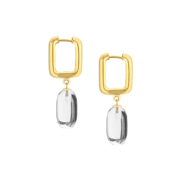 Rectangular Hoops & Smooth Capsule Earrings