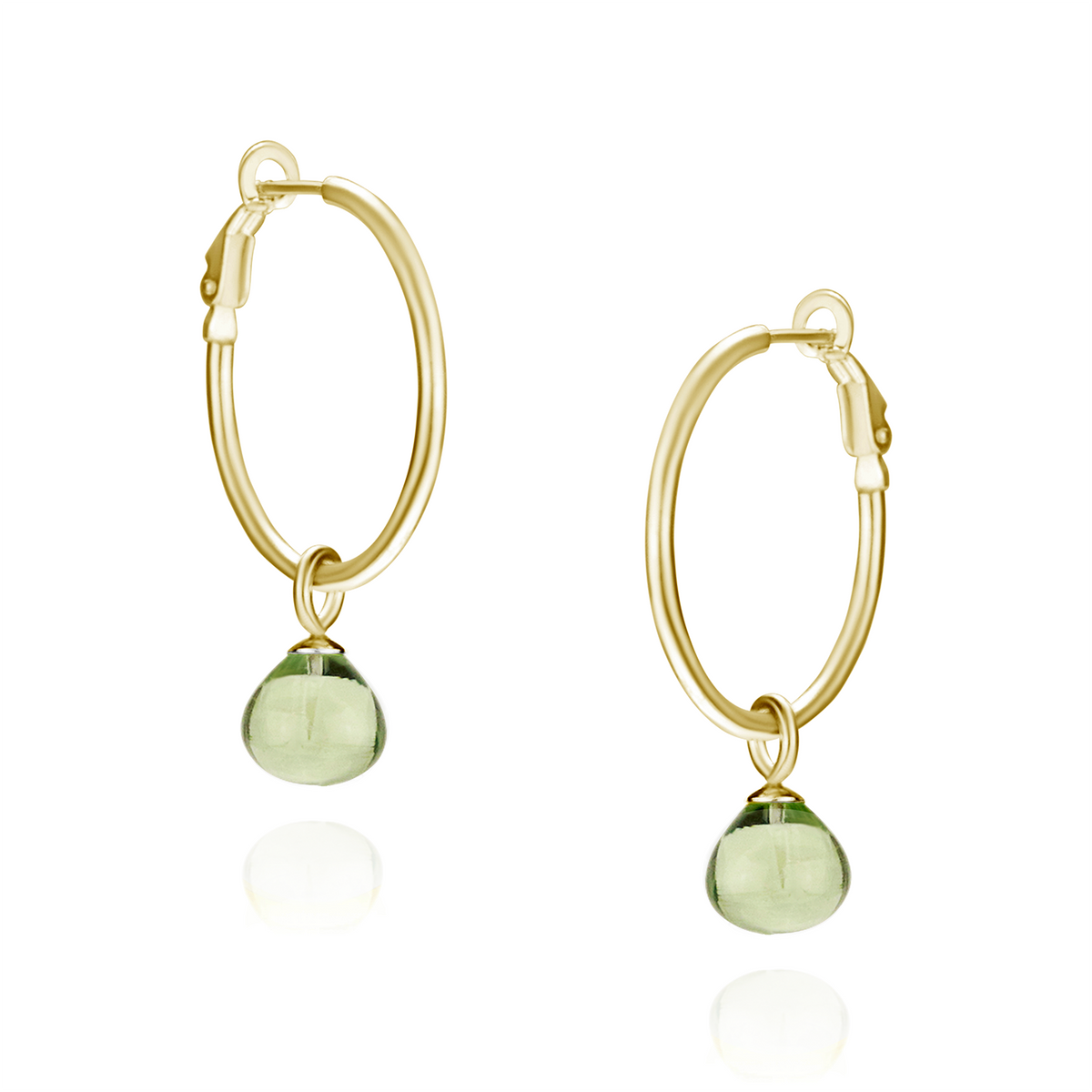 Omega Back Hoops & Smooth Drop Charms