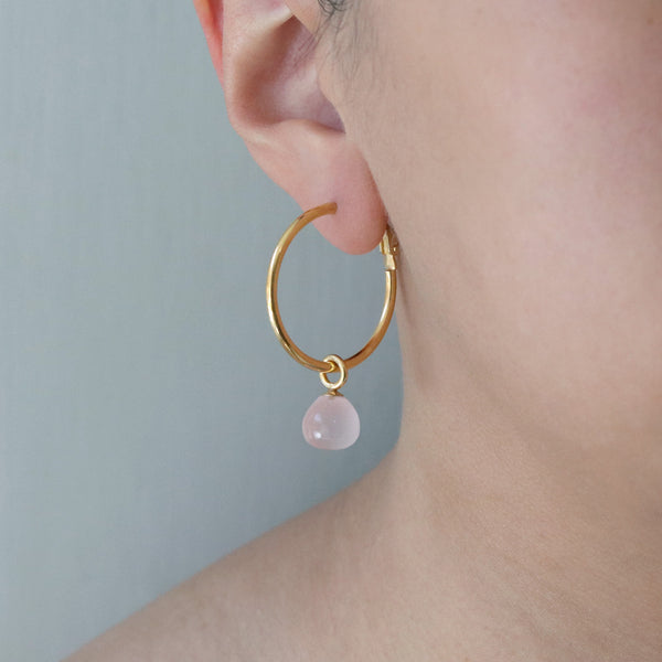 Omega Back Hoops & Smooth Drop Charms