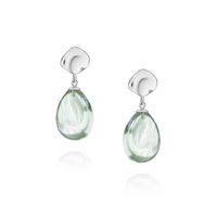 Ripple Textured Smooth Gemstones Earrings