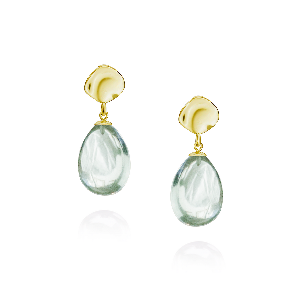 Ripple Textured Smooth Gemstones Earrings