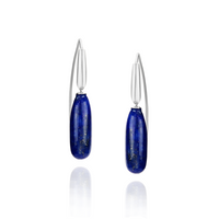 Long Teardrop Gemstone Shield Earrings