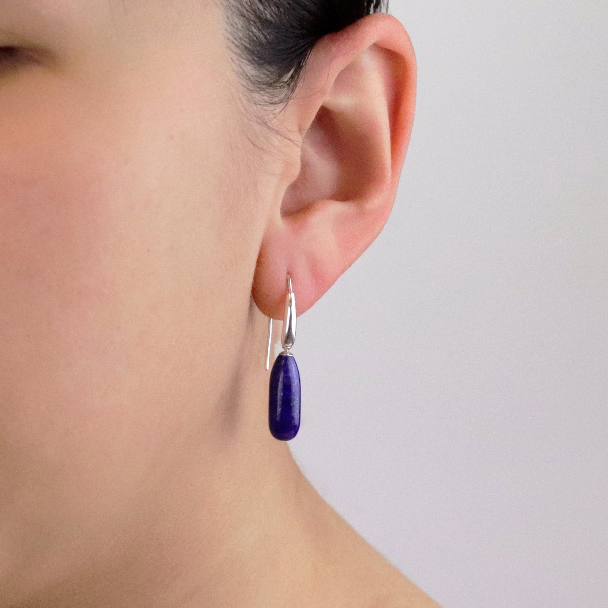 Long Teardrop Gemstone Shield Earrings