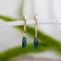 Hammered Long Teardrop Gemstone Earrings