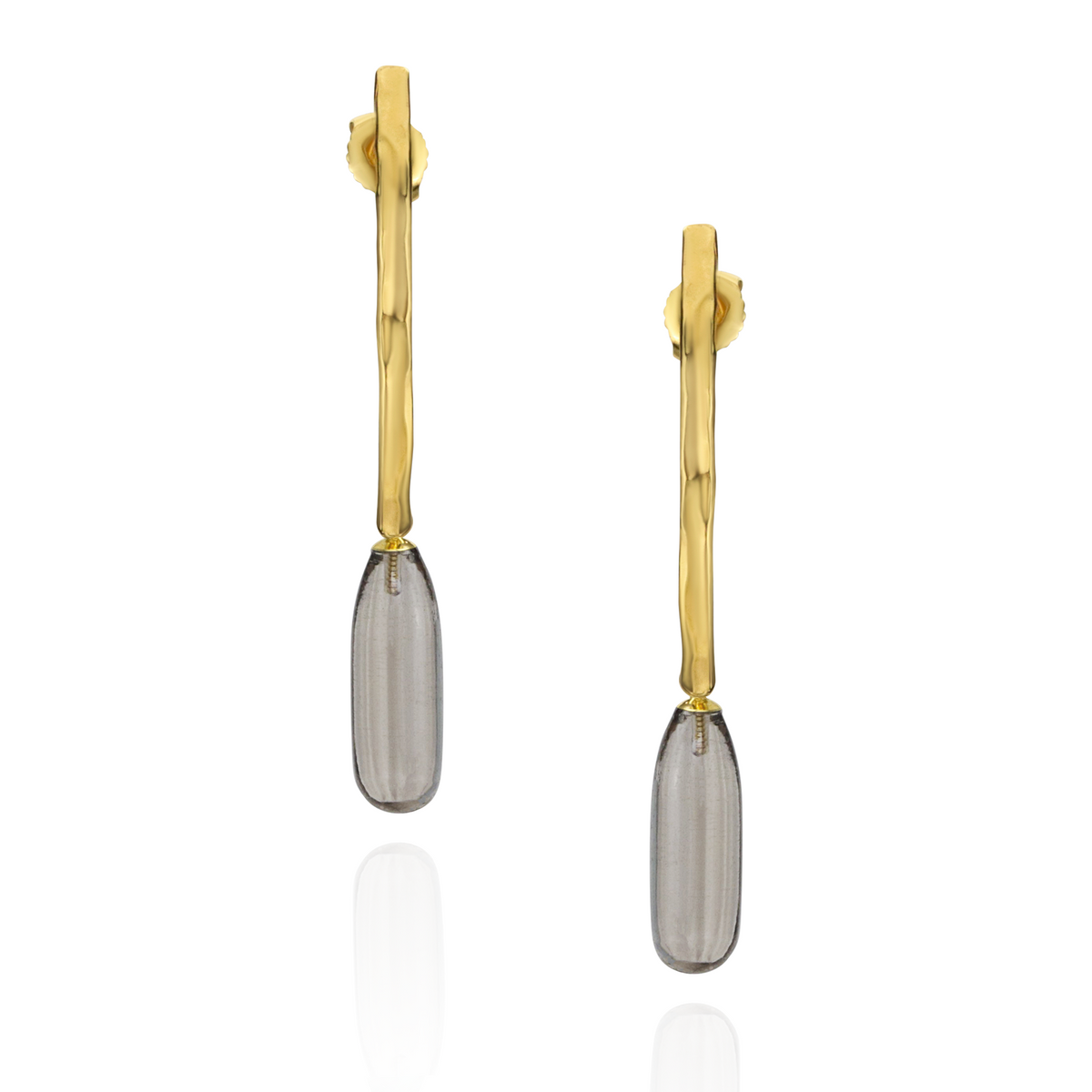 Hammered Long Teardrop Gemstone Earrings