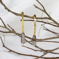 Hammered Long Teardrop Gemstone Earrings