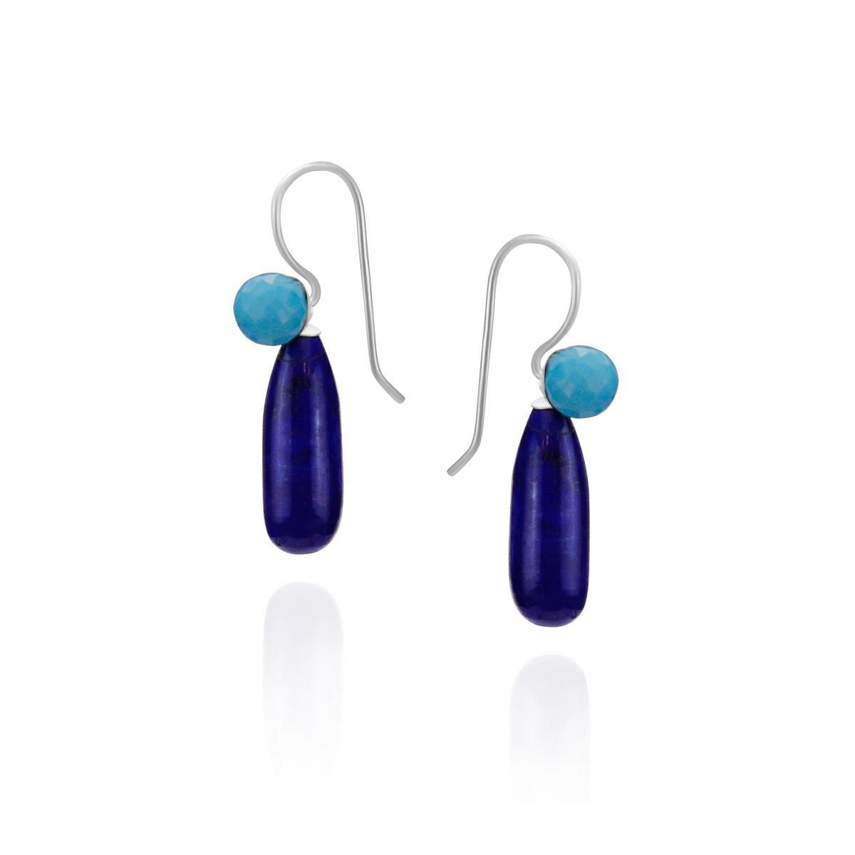 Contrasting Long Teardrop Gemstone Earrings