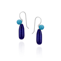 Contrasting Long Teardrop Gemstone Earrings