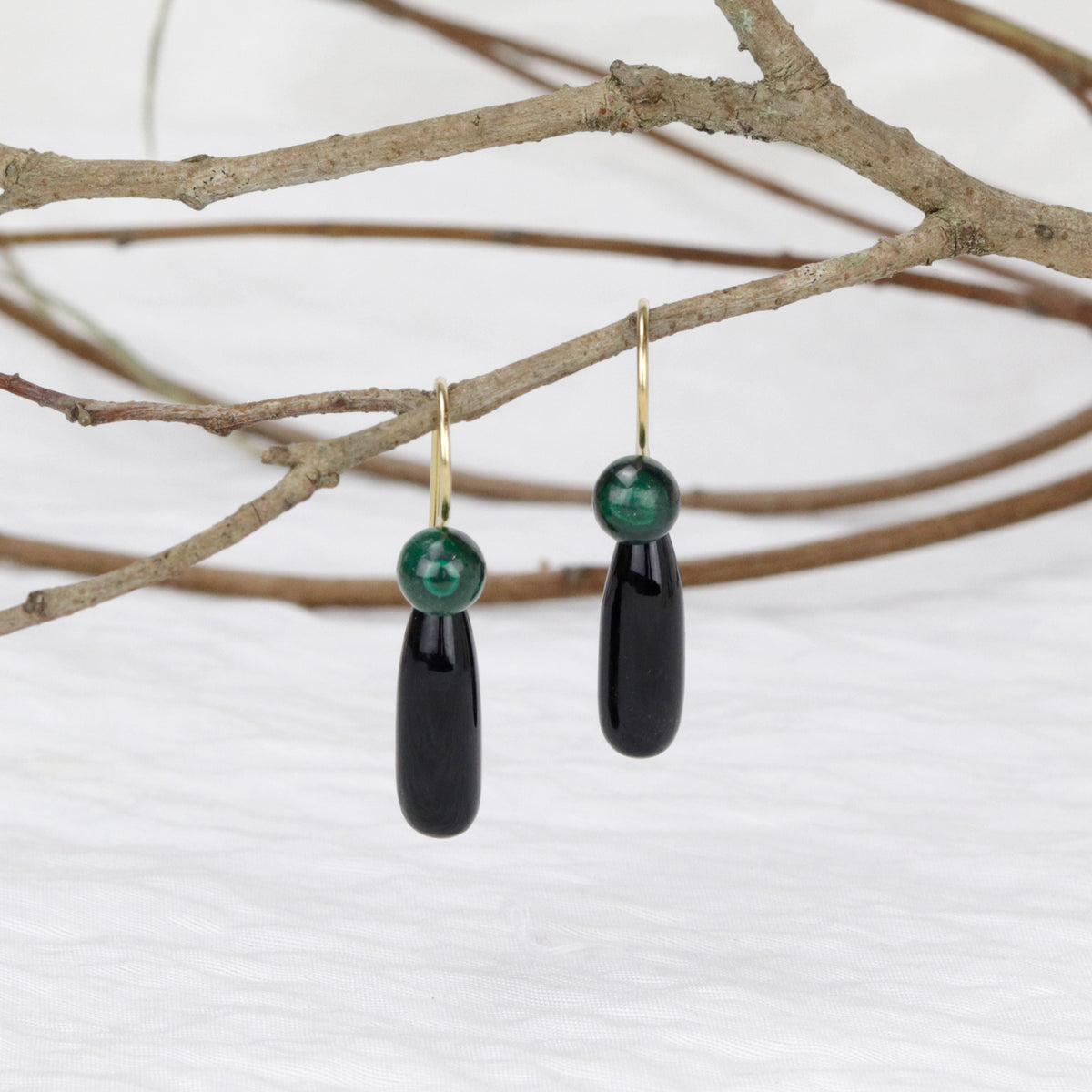 Contrasting Long Teardrop Gemstone Earrings