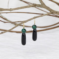 Contrasting Long Teardrop Gemstone Earrings